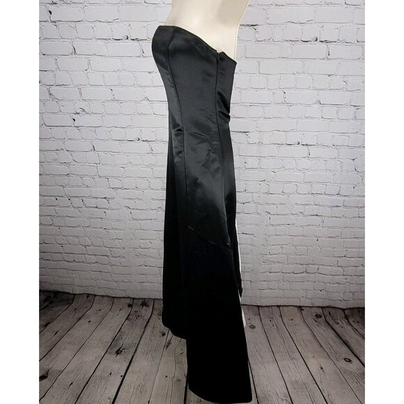 Jessica McClintock Black White Strapless Backless Embroidered Dress Gown USA 2 - Picture 14 of 15